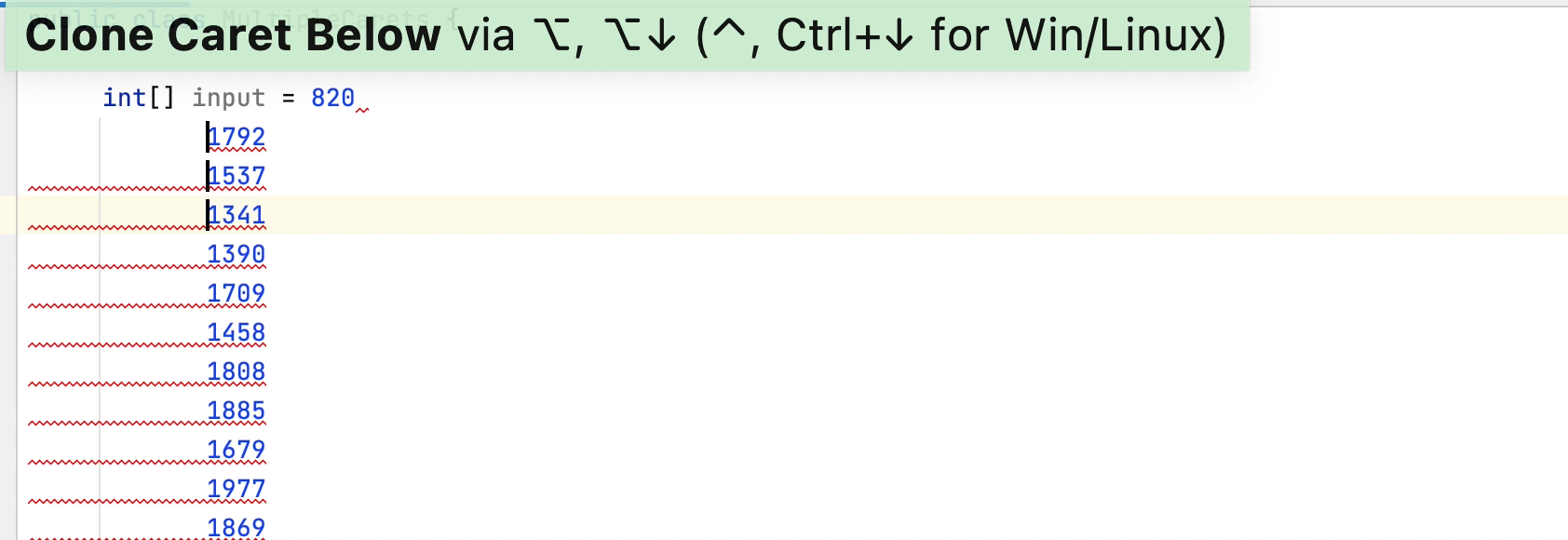 Inlining a long list