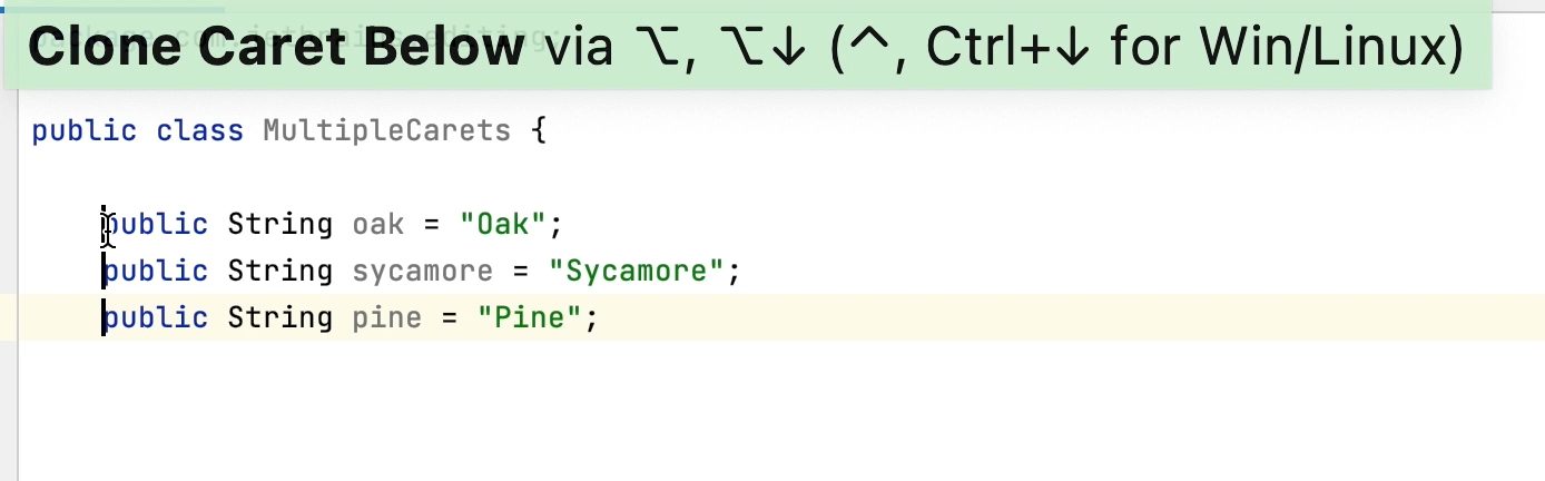 Modifying variables with multiple carets